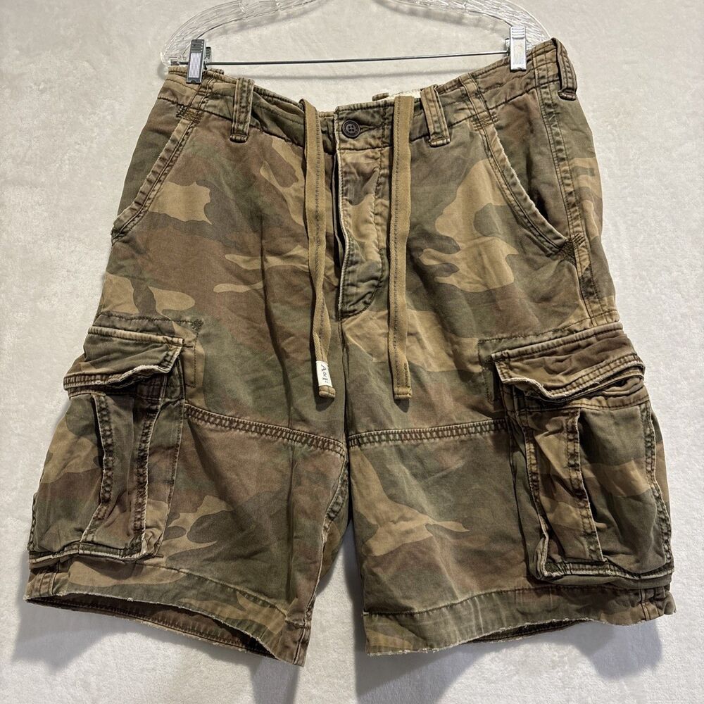 Abercrombie & Fitch Camo Cargo Shorts Men’s 33 Heavy Army Military Baggy Y2K